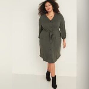 Old navy long sleeve utility knit dress size Large
